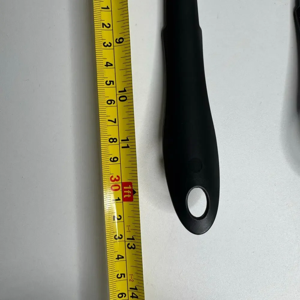 Set of 2 Utensils Black Plastic Slotted Serving Spoons, Heat Resistant USA